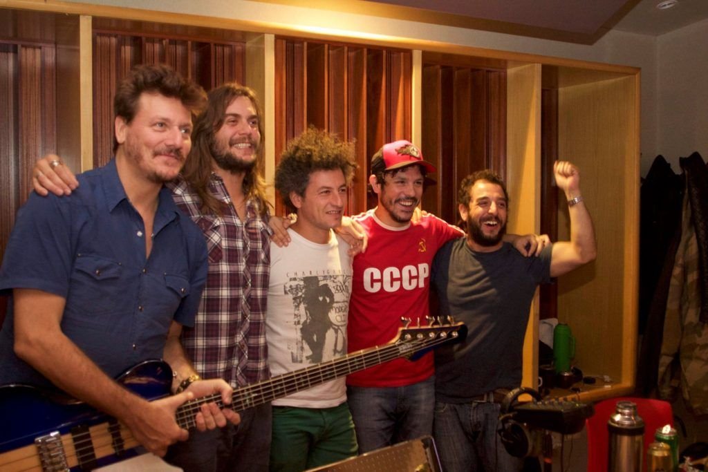 ¡Good morning Romaphonic! Javier Malosetti, Nico Bereciartúa, Ariel Polenta, Lisandro y Sergio Verdinelli durante la grabación de Constelaciones (2016).